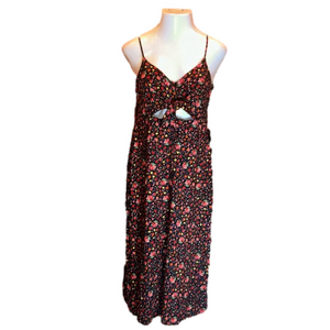 TOPSHOP Black with Colorful Floral Print Maxi Sundress Size 10